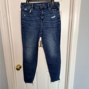 American Eagle Outfitters Distressed Blue Ankle Jeans